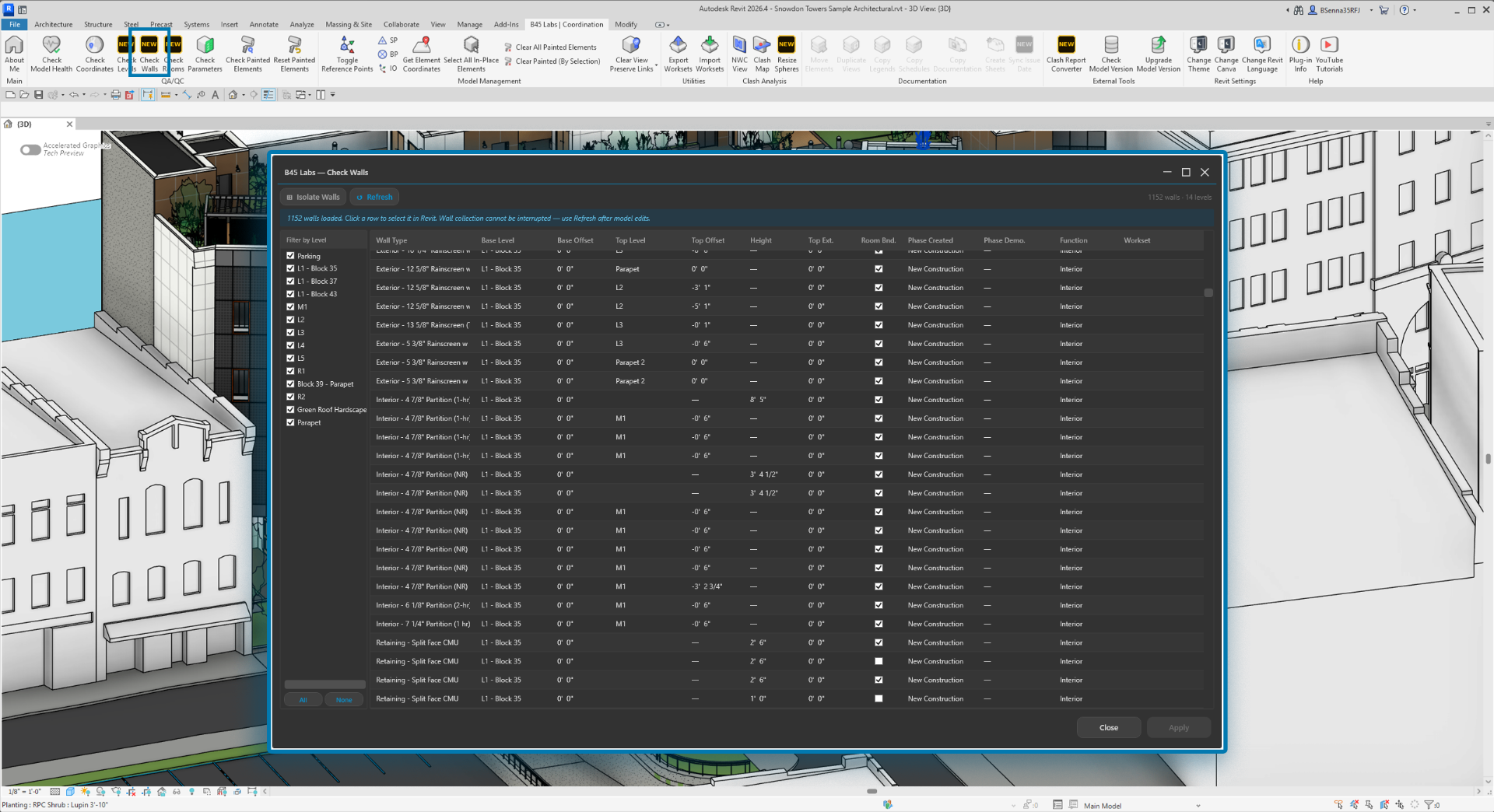 Check Walls — Parameter Audit