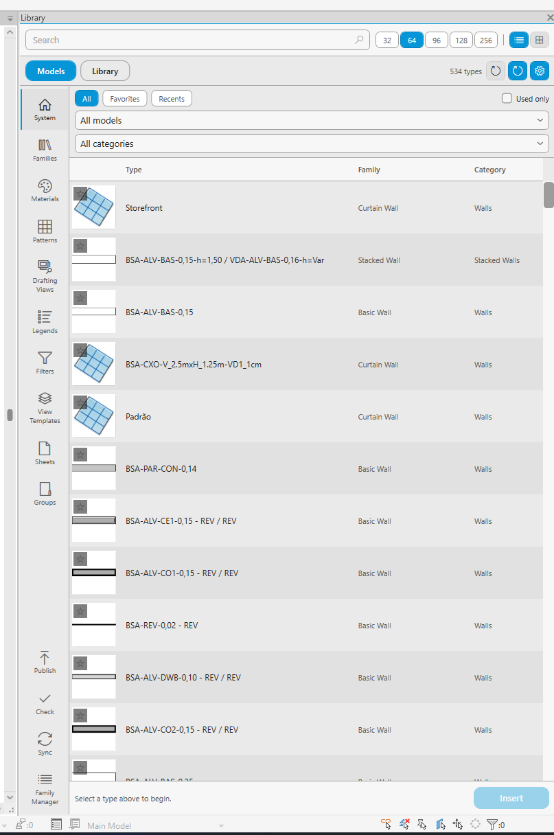 Models side: system types already living in the open document